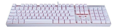 Teclado Gamer Redragon Mitra K551 Qwerty Português Brasil Cor Branco Com Luz Vermelho