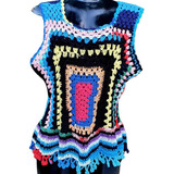 Blusa De Crochê Crochet Feminina G Colorida Feita À Mão Nova