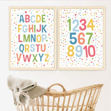 Set X2 Cuadros Infantiles 30x40 Cm. Números Abc Deco