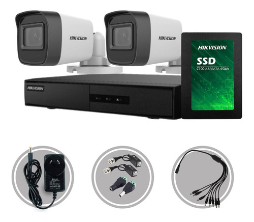 Kit Seguridad Hikvision Dvr 4ch + 2 Cámaras 2mp 1080p +disco