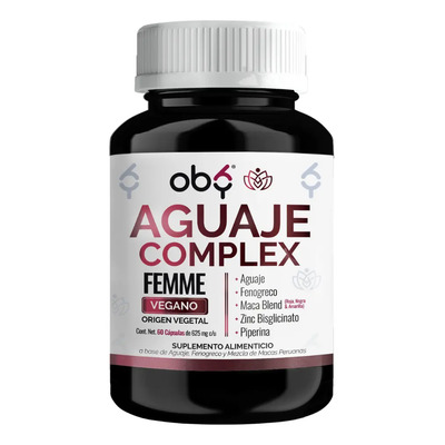 Aguaje + Fenogreco + Maca Peruana y Zinc | 1,250 Porción | Alta Absorción Potenciada con Piperina | Maca Negra Roja Amarilla | Suplemento Complex Vitaminas Mujer Premium | Oby 60 Cápsulas Veganas | MercadoLibre