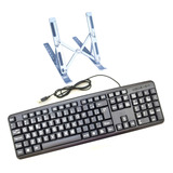 Suporte Notebook Aluminio Ergonômico E Teclado Abnt2 Qte