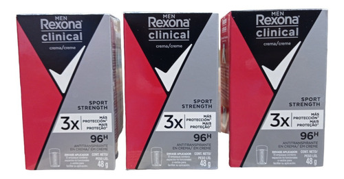 Pack X3 Rexona Clinical Maxima Sport Strength Protección 96h