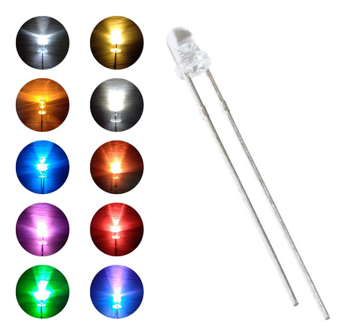 X100 Led 3mm Alto Brillo Alta Luminosidad Todos Colores Hobb