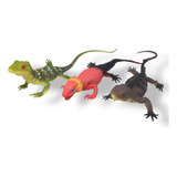 Set Lote 3 Lagarto Iguana Reptil 30cm Figura Juguete Lote4
