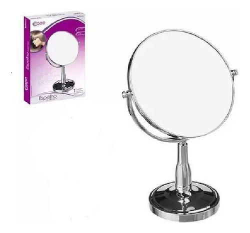 Espelho De Mesa Maquiagem 16,5 Suporte Giratório C/ Aumento Cor Da Moldura Prateado