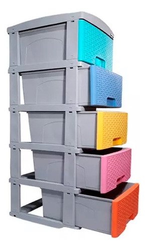 Cajonero Organizador Plastico 5 Gavetas Rattan Colplast