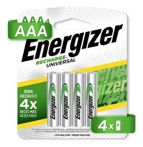 Pila Energizer Recargable Aaa Con 4 Pilas 700mah Nh12bp