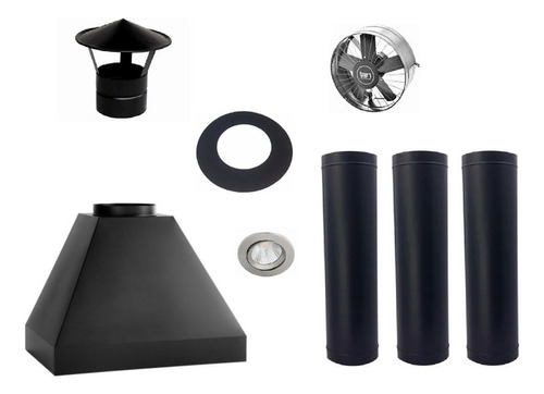 Kit Coifa De Churrasqueira Gourmet Completo Cor Preto Texturizado 110v/220v