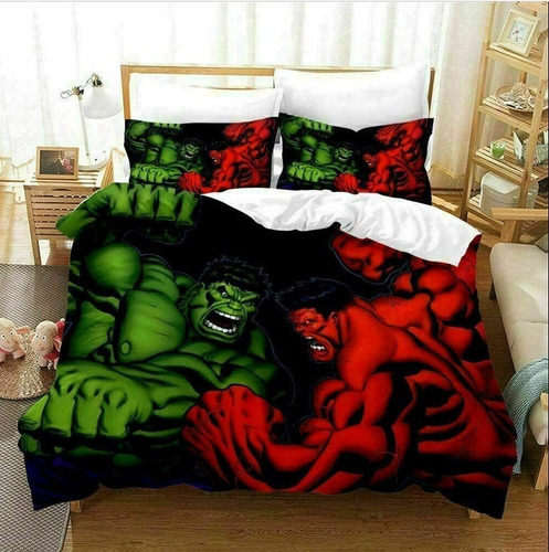 Juego De Cama Individual Con Funda Nórdica Superhéroe Hulk