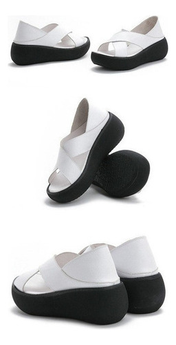 Zapatos Negro Sandalias Plataforma Dama De Cuña De Moda 2