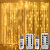 Cortinas Serie Luces 300 Led Decorativas Usb 3x3m 2 Piezas