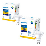 Pack 2 Ampolletas Led Philips Gu10 3.8w Luz Calida