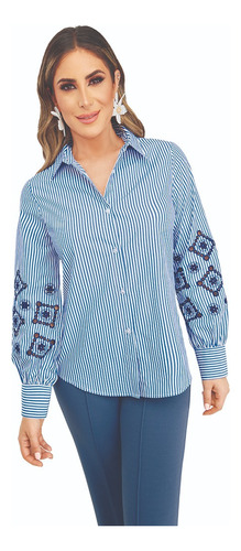 Camisa Casual Mujer Azul 903-51