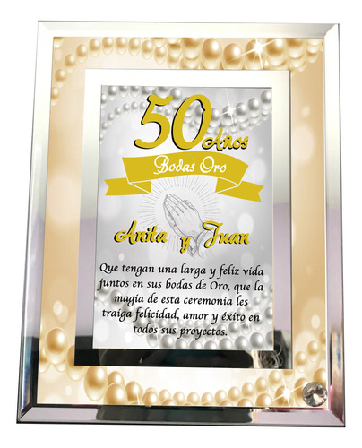Regalo Foto Cristal Aniversario Boda 50 Años Oro 25 Plata 30