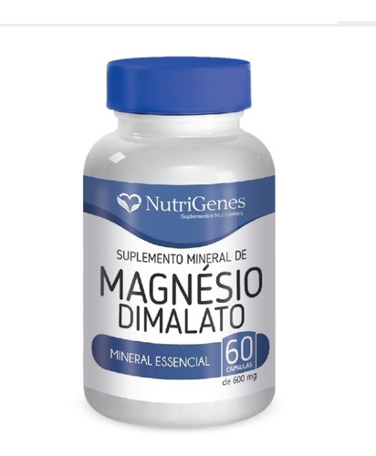 Magnesio Dilamato 60 Capsulas 600mg Relâmpago!!! Sabor Natural