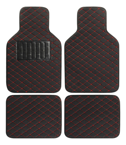 Tapetes Para Universal Autos Uso Rudo Juego 4pcs- Negro Rojo