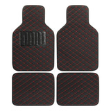 Tapetes Para Universal Autos Uso Rudo Juego 4pcs- Negro Rojo