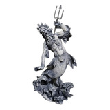 Figura Resina P/acuario Poseidon Con Tridente Grande 30x16cm