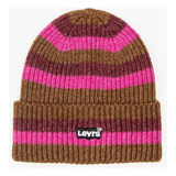 Levis Gorro Ribbed Batwing Beanie Rayas Rosa Cafe D7826