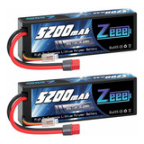 2 Baterias Lipo Zeee 7.4v 2s 5200mah 80c Hard Case Deans T P