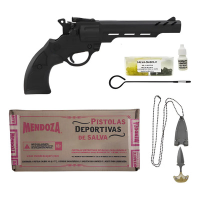 Pistola Cañon Largo Mendoza Diabolo Salva Cal 4.5 + Navaja Negro 4.5 Mm | Meses sin interés