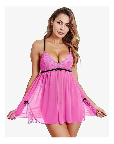 Babydoll Lencería Sexy Encaje Vestido Camisón Dormir + Tanga