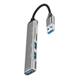 5 Em 1 Usb 3.0 Adaptador Hub Leitor De Cartão Sd Tf Cinza