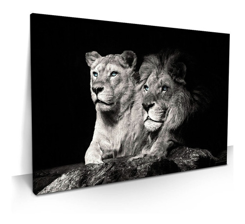 Quadro Leao Para Sala Grande 120x80 Leoa Decorativo Moderno