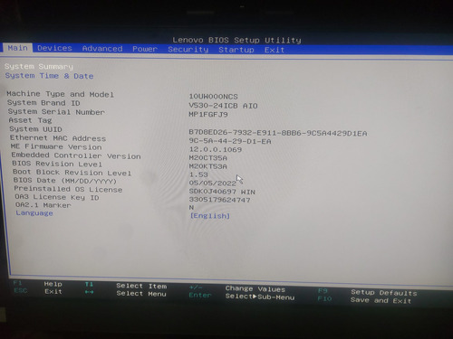 Lenovo V530-24icb All In One I5-8ta 16gb 512gbssd.m2 22 