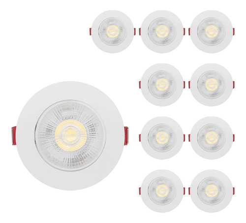 Kit 10 Spot Led 5w Dicroica Direcionavel Redondo Neutro Cor Branco 110v/220v (bivolt)