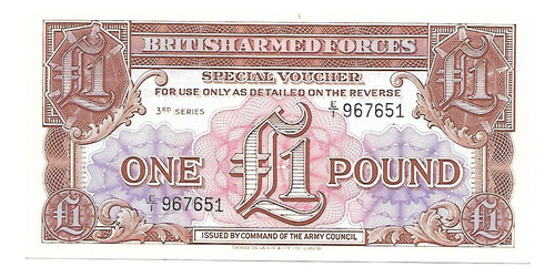 * Forças Armadas Britanicas 1 Pound (1 Libra) 3ª Série Fe *