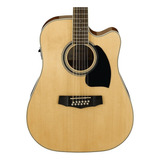 Ibanez Pf1512ece-nt Docerola Guitarra Electroacustica Color Natural High Gloss Orientación De La Mano Diestro