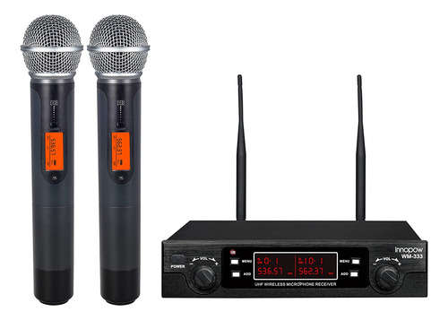 Innopow Wireless Microphone System, Dual Uhf, Metal