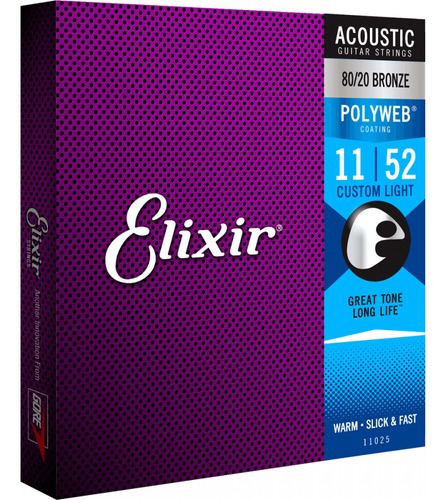 Cuerdas Elixir 11025 Polyweb Guitarra Acustica 11/52 Msi 