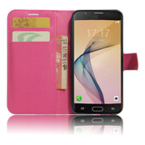 Kit Capa Carteira Para Galaxy J7 Prime Rosa + Película Vidro