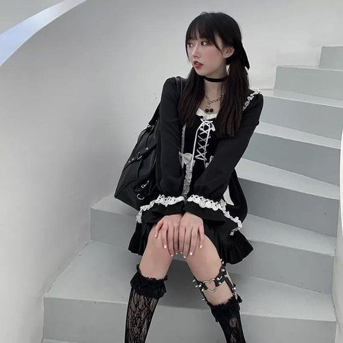 Vestido De Mujer 2020 Nuevo Vendaje Gótico Japonés Lolita Ve