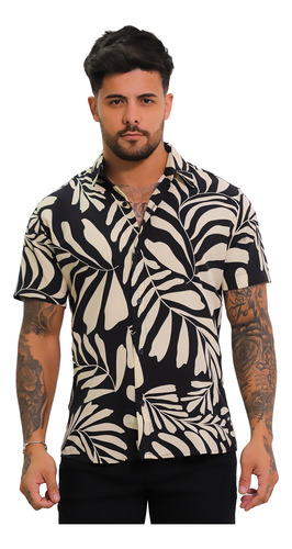 Camiseta Floral Masculina Camisa Florida Carnaval Verão Slim