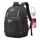 Mochila Escolar Impermeable Antirrobo Grande Para Viaje Laptop 17'' Con Puerto De Usb/audifonos P/hombre Y Mujer