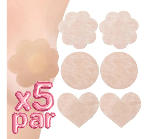 Pezonera Cubre Pezón Tela Adheribles 5 Pares (10 Piezas)