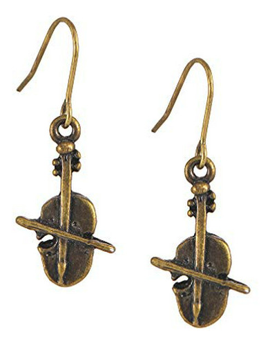 Aretes Anzuelo - Antique Bronze Musical Instrument Dangle Ea