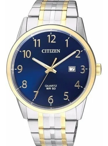 Reloj Citizen Quartz Two-tone Fondo Azul Orig.