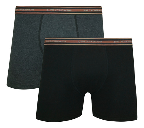 Kit 2 Cuecas Boxer Algodão Com Elastano Lupo Underwear