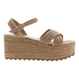 Sandalias De Plataforma Casual Tiras Cruzadas Yute 