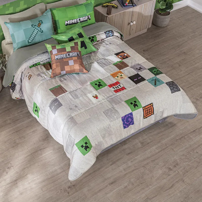 Jgo De Edredon Minecraft Matrimonial C\u002F 2 Fundas Vianney Minecraft Acolchonado | Meses sin interés