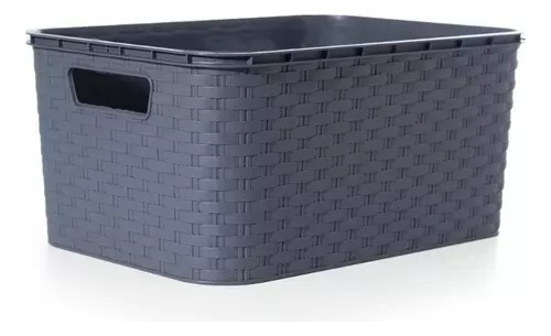 Caja Organizador Canasto Pvc Rattan N°2/ 36x25x17cm 