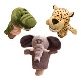 X3 Títere Animal Peluche Safari Elefante + Chita + Cocodrilo