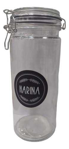 Frasco Vidrio Harina Tapa Hermetica Cierre Clip Grande 1.3lt