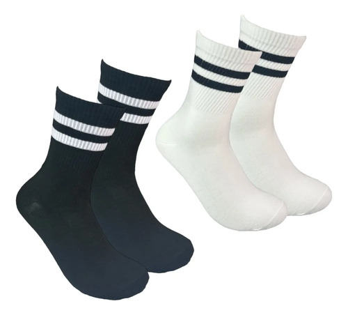 6 Pares De Calceta Casual Con Rayas Para Hombre De Algodón.
