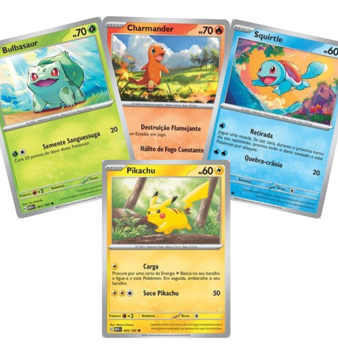 Carta Pokémon Bulbasaur Charmander Squirtle Pikachu Original